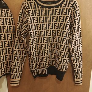 Fendi Beige and Black Monogram Sweater